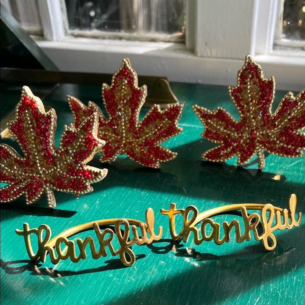Gold and Red Maple Leaf Napkin Rings